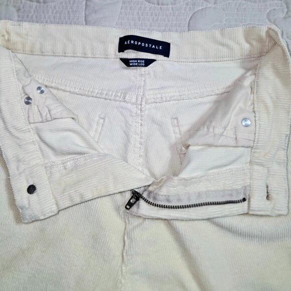 Aeropostale High Rise Wide Leg Corduroy Pants Cream Size 6 - Picture 4 of 5